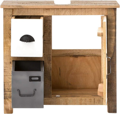 Woodkings® Waschbeckenunterschrank Pune Echtholz Mango Waschtischunterschrank massiv Badmöbel Badezi