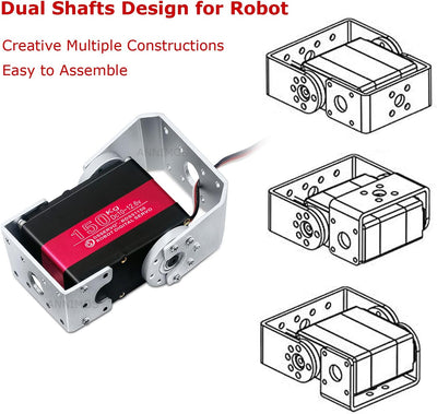 ANNIMOS 150KG Roboter Servomotor 12V Hochspannung hohes Drehmoment Stahlgetriebe grosse Digitale Len