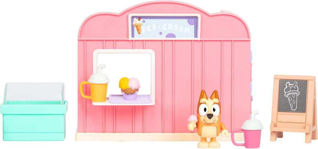 Bluey Mini-Spielsets, Bluey Eisdiele-Spielset, Enthält Bingo-Figur mit beweglichen Gelenken und Zube