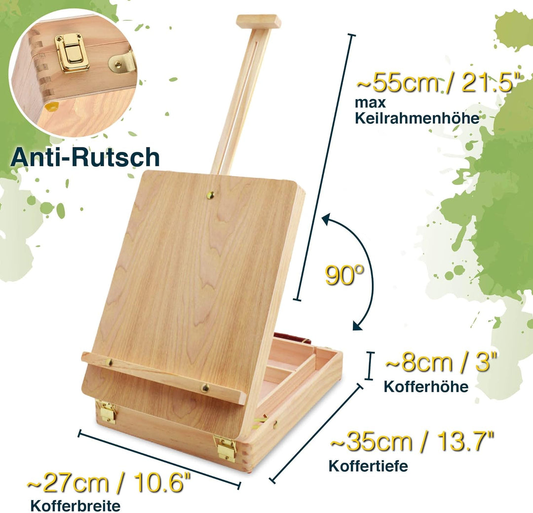 Artina 28tlg Malset Florenz im Malkoffer - Acrylfarben Set mit Kofferstaffelei - 18x 12ml Acrylfarbe