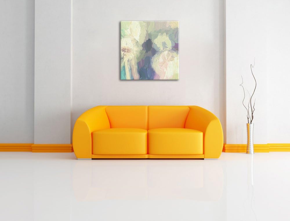 Pixxprint Romantische Pusteblumen Pinsel Effekt, Format: 70x70 auf Leinwand, 70x70