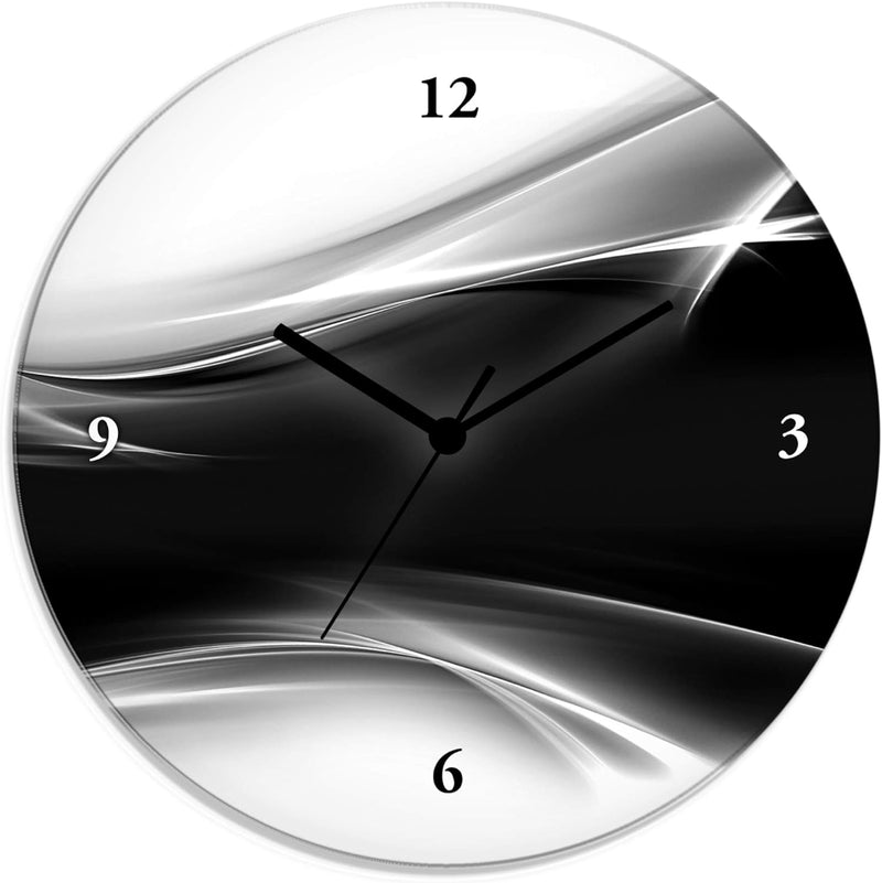 ARTLAND Wanduhr ohne Tickgeräusche Glas Quarzuhr Ø 30 cm Rund Lautlos Design Abstrakt Kunst Modern A