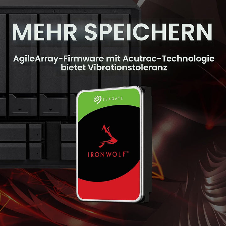 Seagate IronWolf, NAS interne Festplatte 14TB HDD, 3.5 Zoll, 7200 U/Min, CMR, 256 MB Cache, SATA 6GB