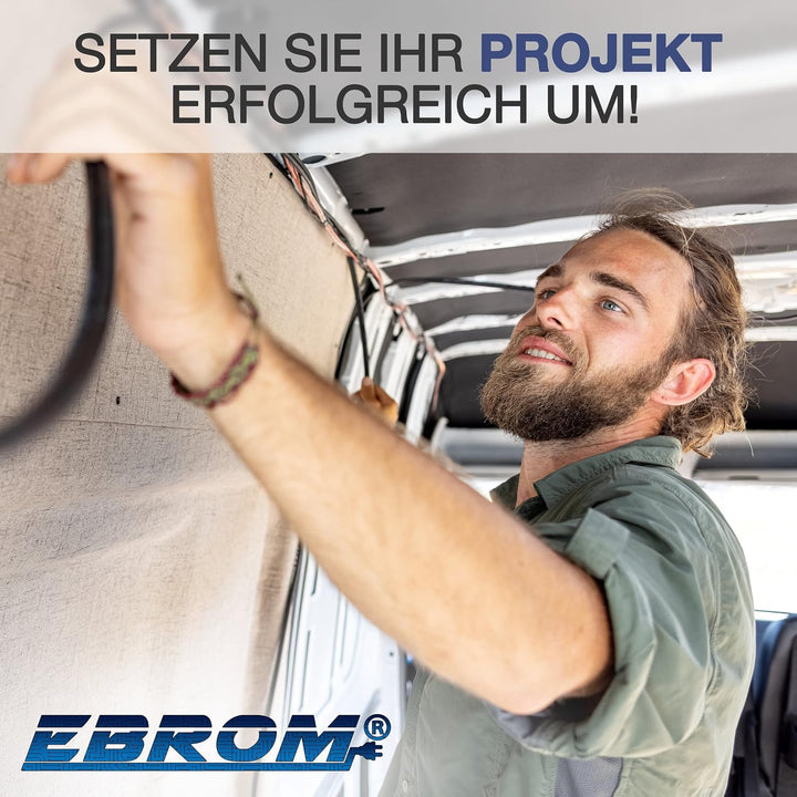 EBROM Batteriekabel SET 16 mm² je 120cm + M8 Schuh/Hülse + 80A Sicherung | von 60cm bis 10m, MASSEKA