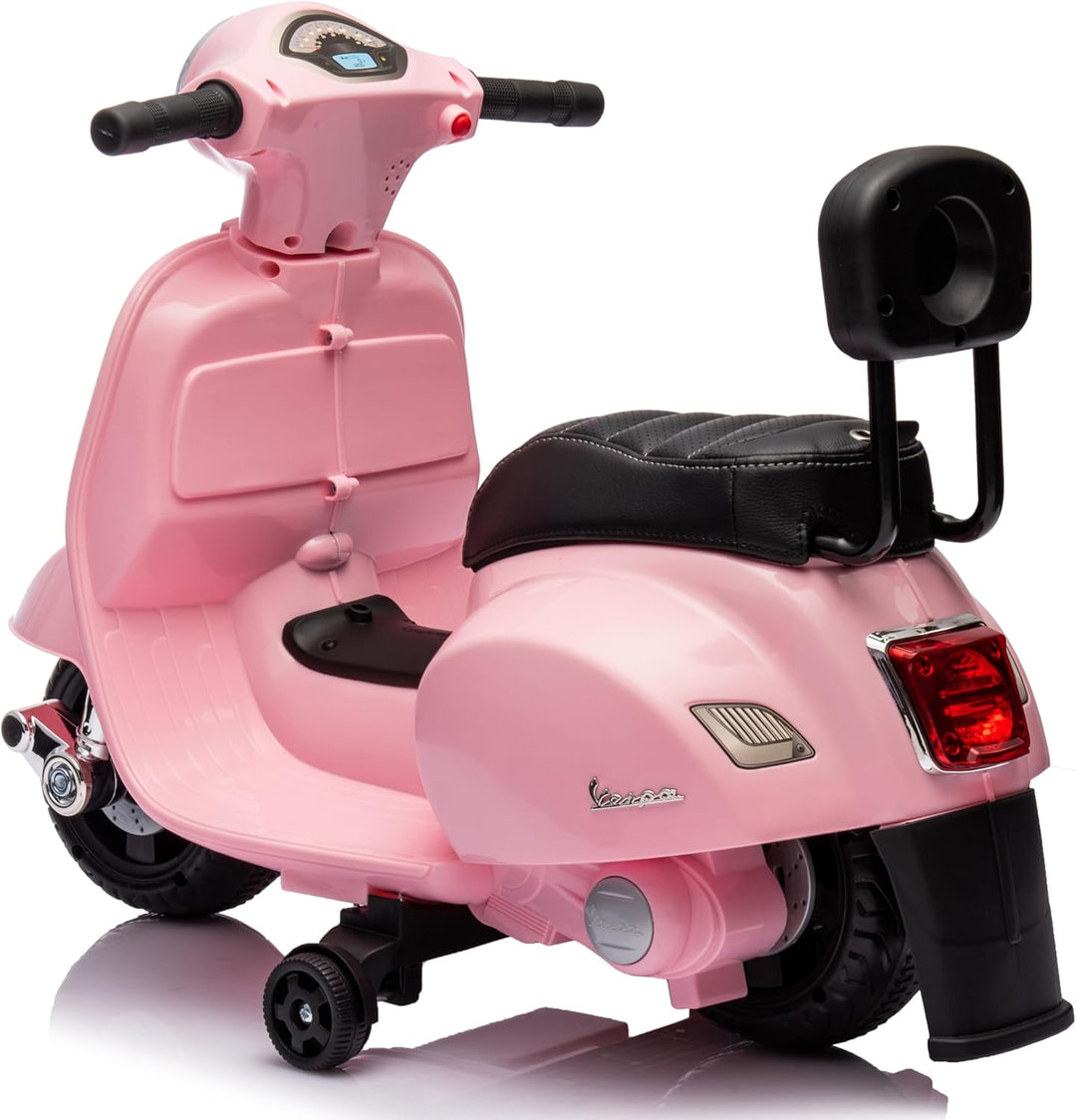 Vespa Elektroroller Elektrofahrzeug Kinderfahrzeug Scooter (Rosa mit Rückenlehne), Rosa