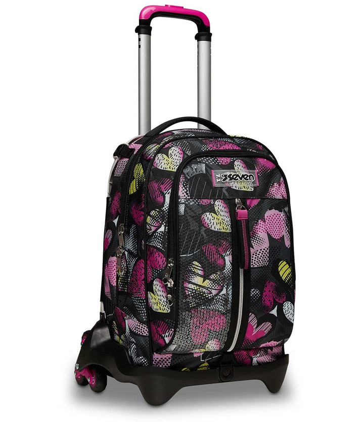 Seven Rucksack mit Trolleyfunktion, Schulranzen mit Rollen, 3 in 1, Abnehmbarer Rucksack, ab 1. Klas