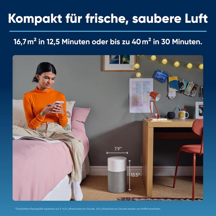 BLUEAIR Blue Pure 511 Luftreiniger für kleine Räume bis 38m² – Leise, mit HEPASilent-Technologie – i