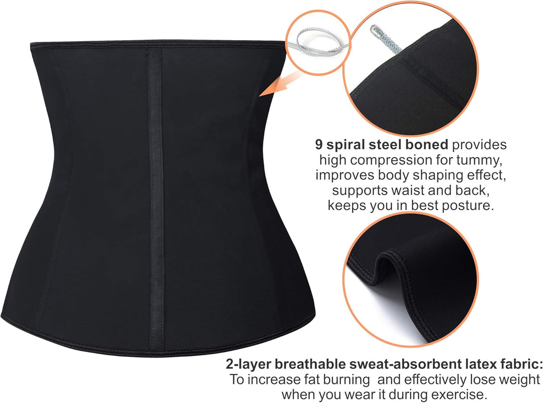 YIANNA Waist Trainer Damen Korsett Bauchweg Reissverschluss Corsage Sport Body Shaper Corset Taillen