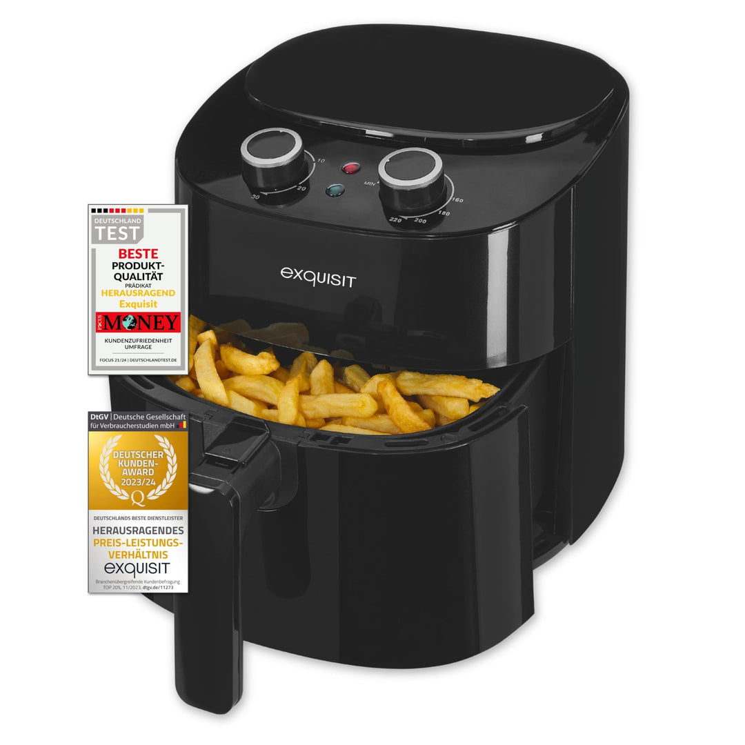 Exquisit Heissluftfriteuse FR6502 sw - 3,5l Air Fryer 1300W - Schwarz