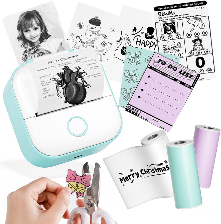 Phomemo Mini Drucker T02,Handy Fotodrucker für Mobiler,Sticker Thermodrucker für Kindertag Geburtsta
