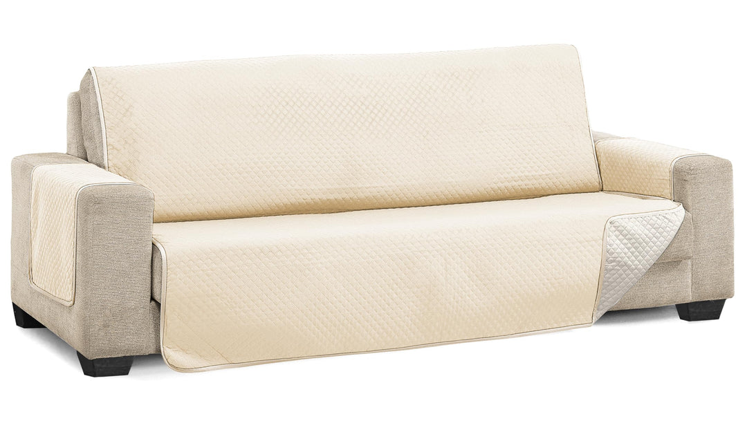 Martina Home Diamond Sofabezug, gesteppt, wendbar, Beige/Leinen, 3-Sitzer Beige/Leinen 3 Sitzer, Bei