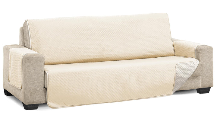 Martina Home Diamond Sofabezug, gesteppt, wendbar, Beige/Leinen, 3-Sitzer Beige/Leinen 3 Sitzer, Bei