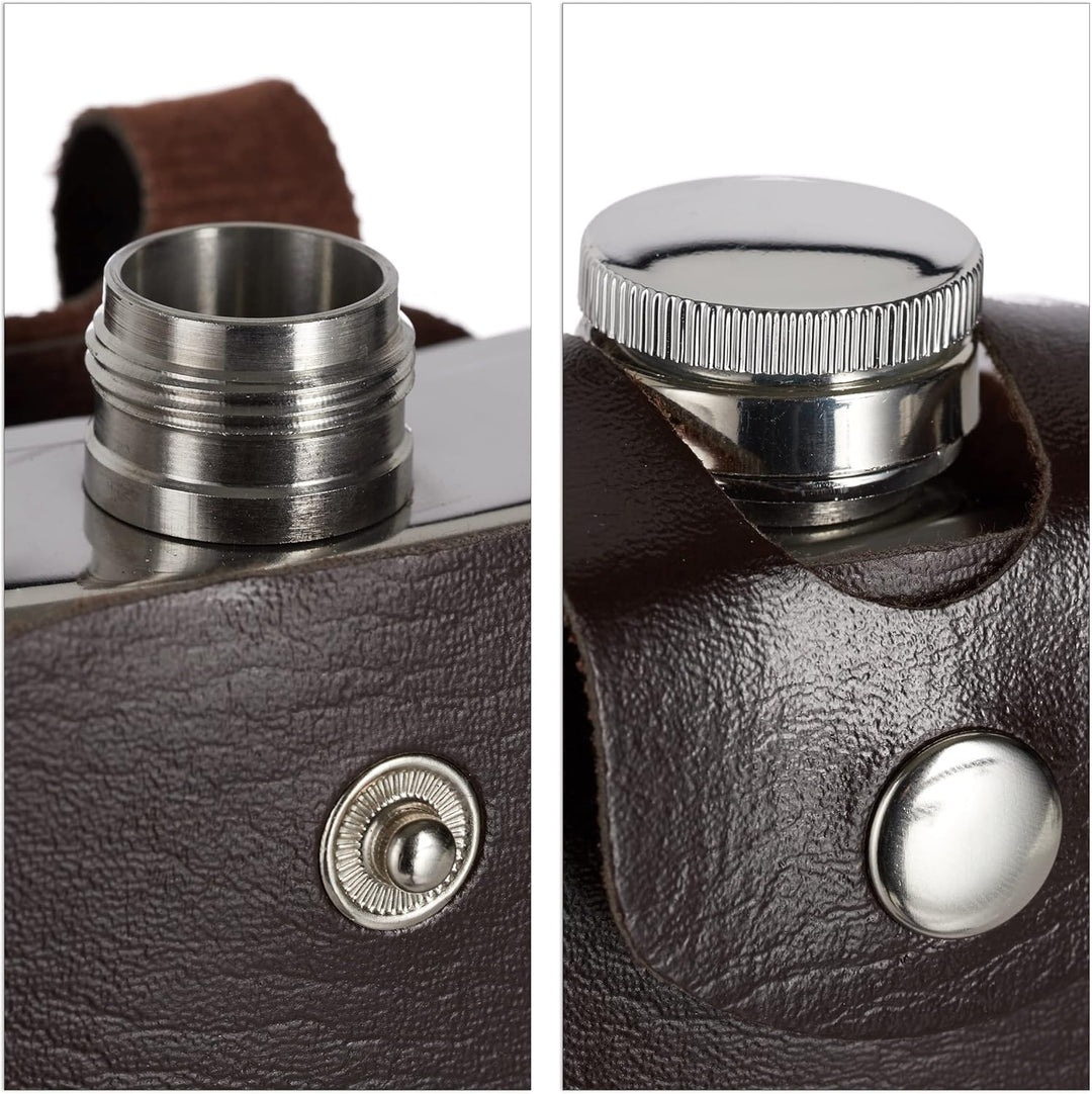 5 x Flachmann aus Edelstahl, XXL, hochwertige Taschenflasche zum Umhängen, 1,8l Fassungsvermögen, Pa