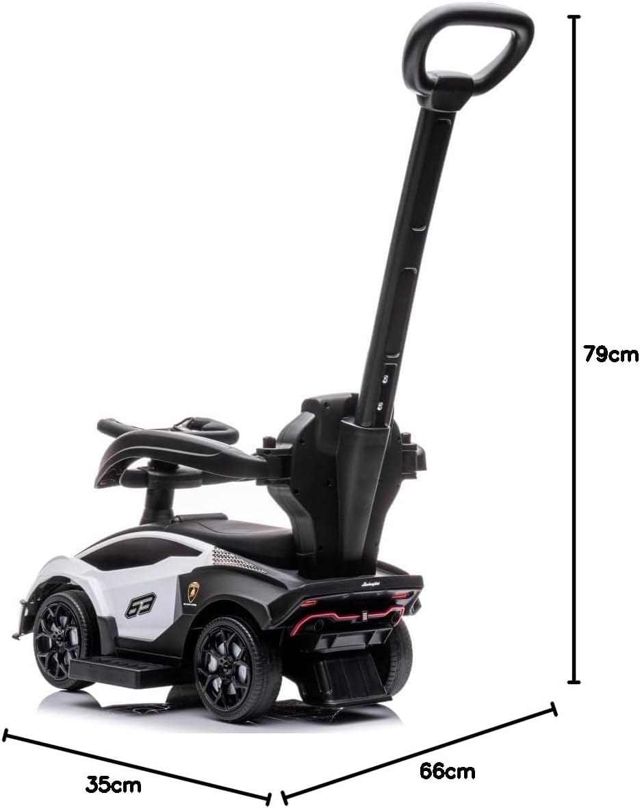 Rutschauto ab 1 Jahr mit Schiebestange, Kinderauto, Rutschauto Essenza SCV12, Auto Kinder (Weiss), W