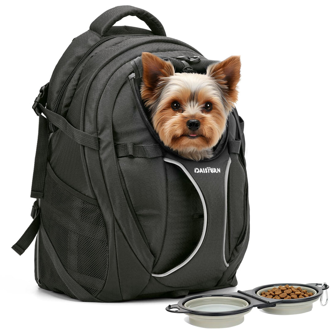 Hunderucksack Wandern bis 8KG, Ergonomischer Katzenrucksack mit Laptopfach & Bequemes Sitzkissen, be