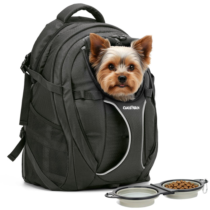 Hunderucksack Wandern bis 8KG, Ergonomischer Katzenrucksack mit Laptopfach & Bequemes Sitzkissen, be