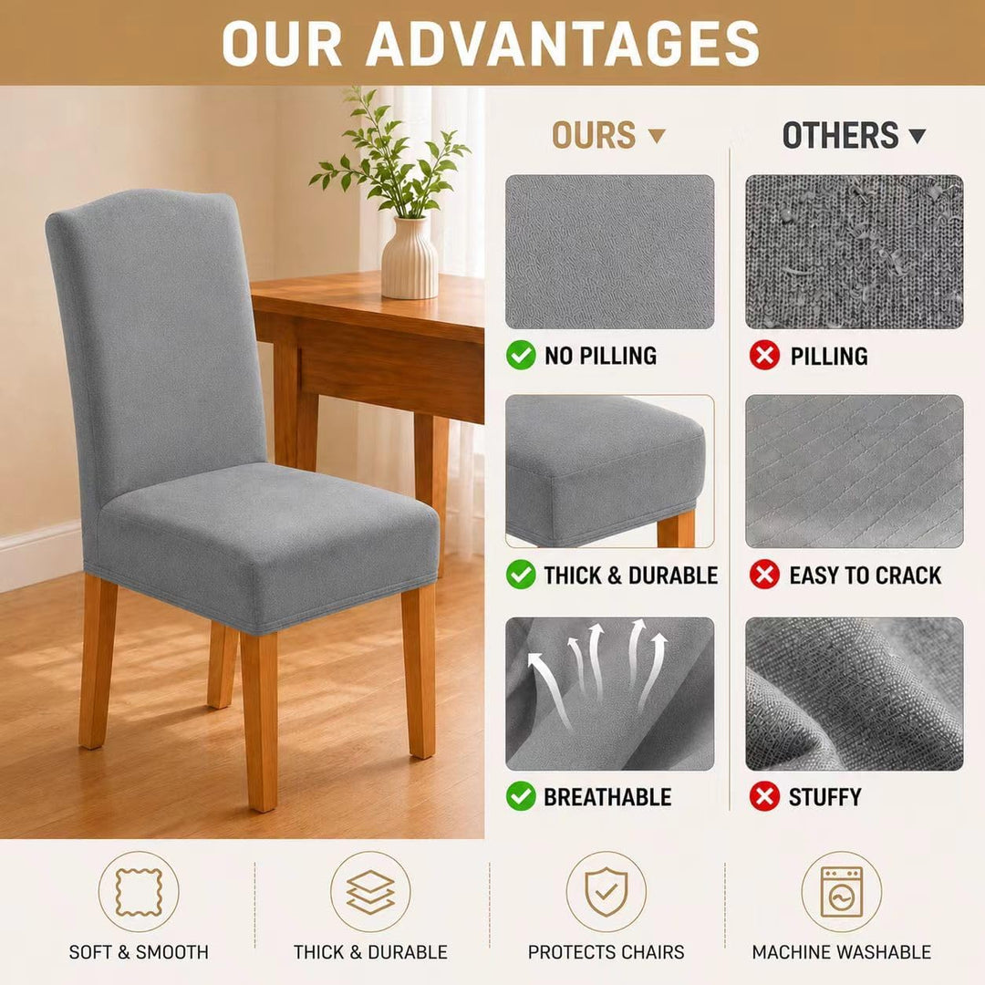 Morwealth 2er 4er 6er Set Stuhlhussen, Stuhlbezug für Esszimmer Waschbar Samt Stretch Stuhl hussen U