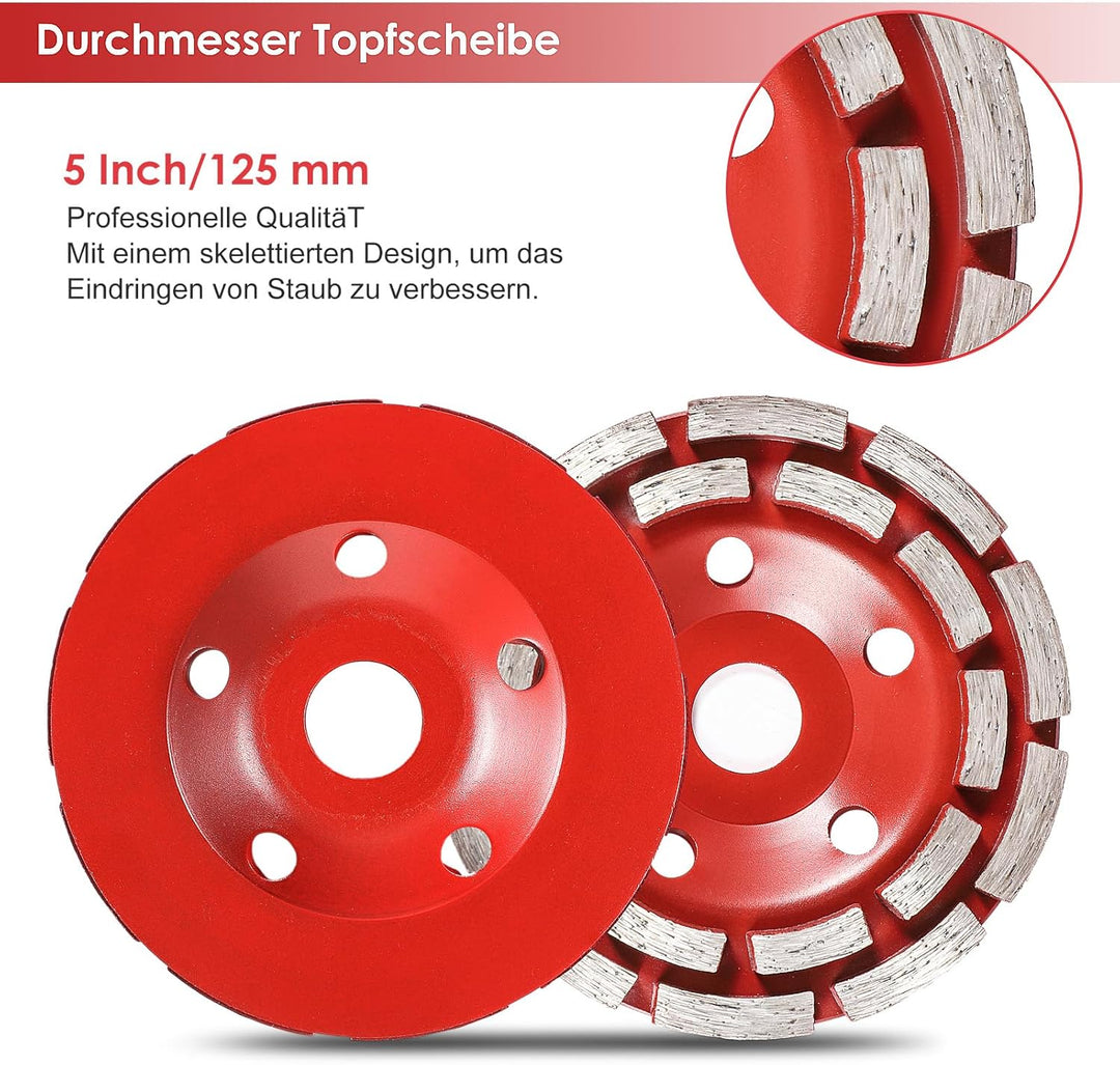 Absaughaube 125/150mm Universal Absaughaube Absaugung Sanierungsfräse mit 2 Diamantschleiftöpfe zum