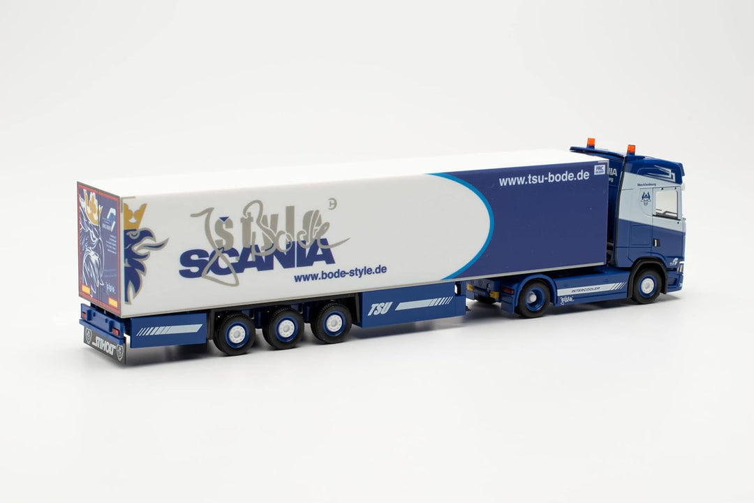 herpa 314466 Scania CS 20 HD Kühlkoffer-Sattelzug „TSU Bode“ Modell LKW Miniaturmodelle Kleinmodell