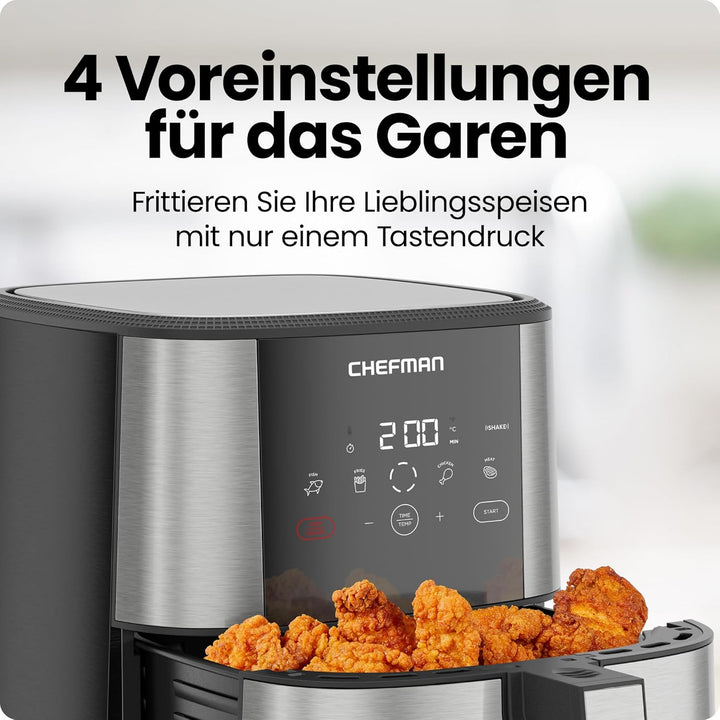 Chefman TurboFry Touch Heissluftfritteuse, 4.75L Familiengrösse, One Touch Digital Control Voreinste