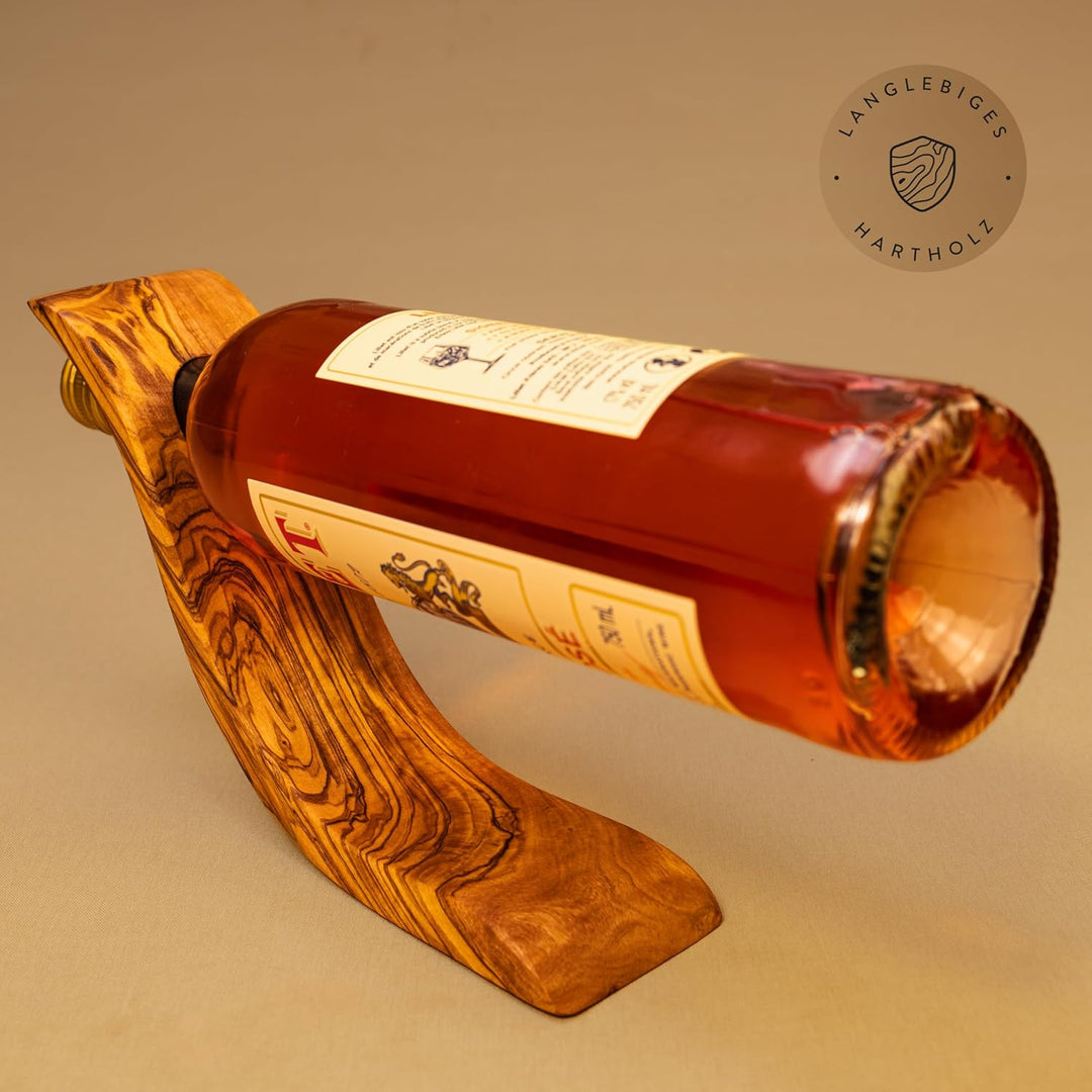 das Olivenholzbrett® Flaschenhalter aus Olivenholz/Weinständer Holz/Weinflaschenhalter/Flaschenhalte