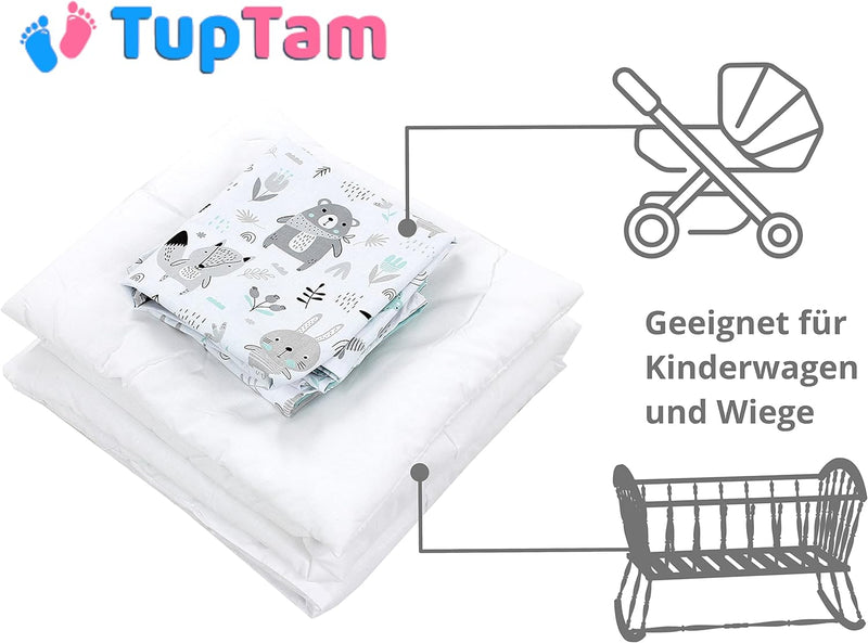 TupTam Unisex Baby Wiegenset 4-teilig Bettwäsche-Set: Bettdecke mit Bezug und Kopfkissen mit Bezug,