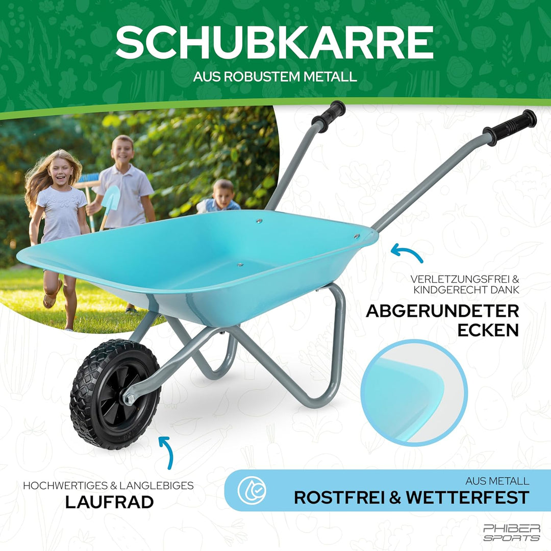 Schubkarre Kinder + Gartenwerkzeug Kinder aus Metall - Kinderschubkarre mit Gartenwerkzeug: Schaufel