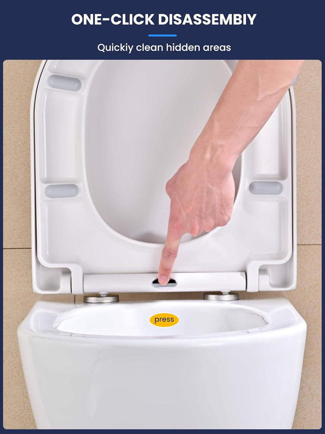WC Sitz mit Absenkautomatik D-Form [KURZ], YEAUPE PRO Toilettendeckel mit Puller Lid, Toilettensitz