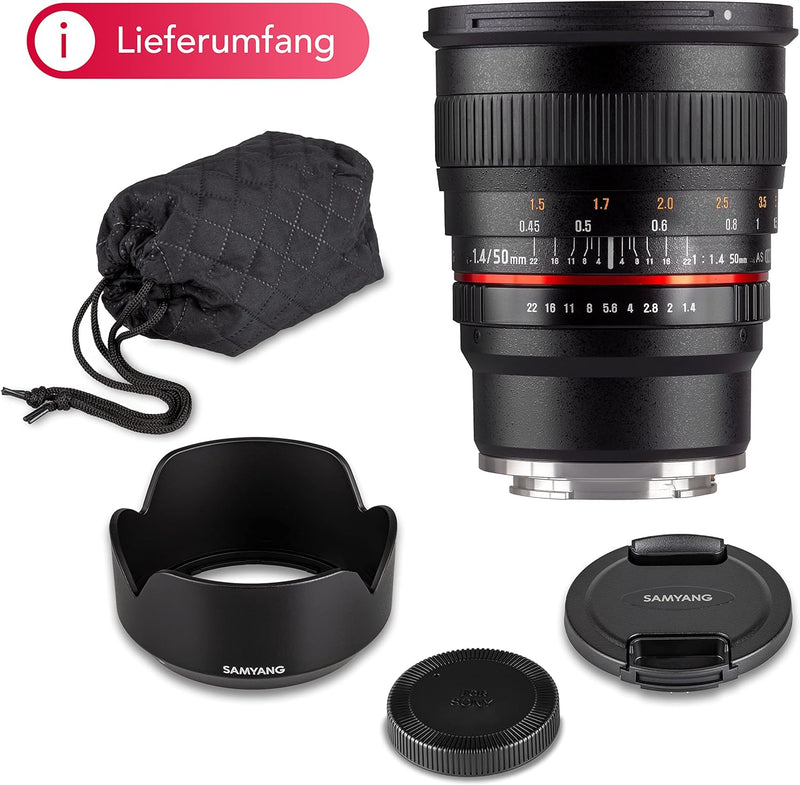 Samyang 50mm F1.4 Objektiv für Sony E-Mount, Sony E