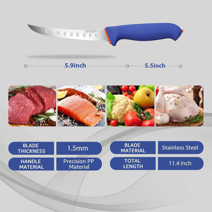 DRAGON RIOT Ausbeinmesser profi, 6 Zoll Fleischmesser Flexibel Metzgermesser, Grillmesser scharf Fle