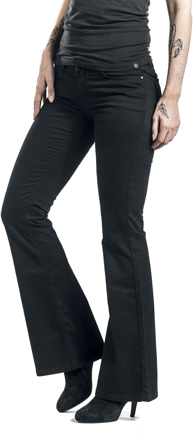 Black Premium by EMP Damen Schwarze Jeans mit Schlag W32L34