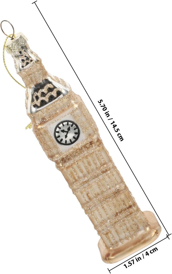 TOYANDONA Weihnachtliche Grosse Uhr Glasfigur Dekorativer London Turm Baumschmuck Kreative Hängende