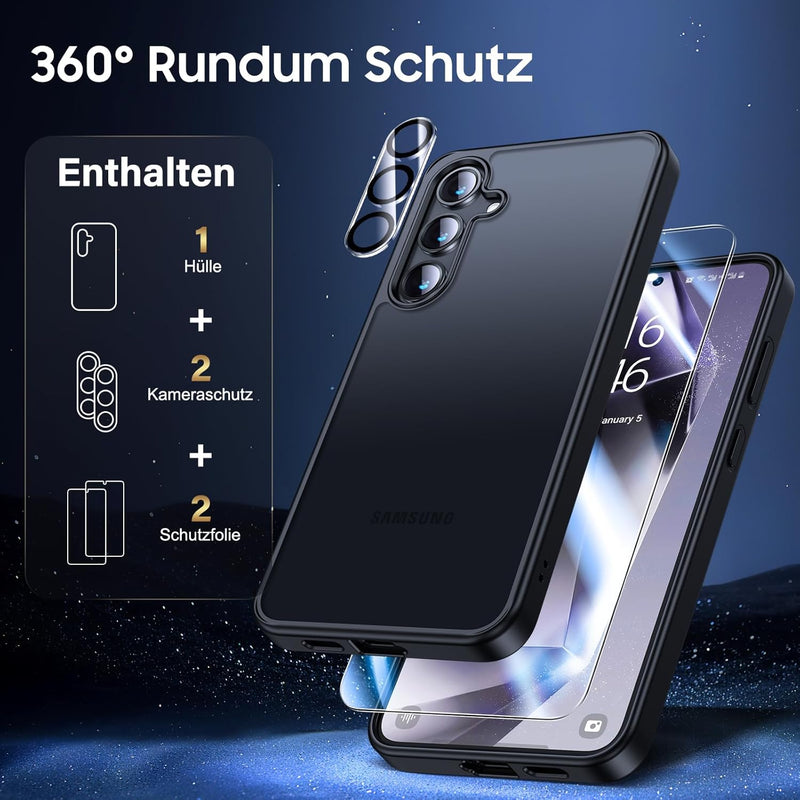 UniqueMe für Samsung Galaxy S24 Hülle, 5-in-1-Set Handyhülle für Samsung S24 Case Rundumschutz Schut