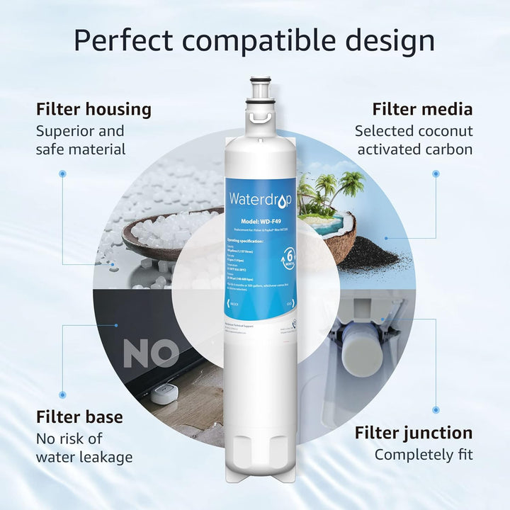 2X Waterdrop 847200 Kühlschrank Wasserfilter Ersatz für Fisher & Paykel 847200; RS9120W Activesmart