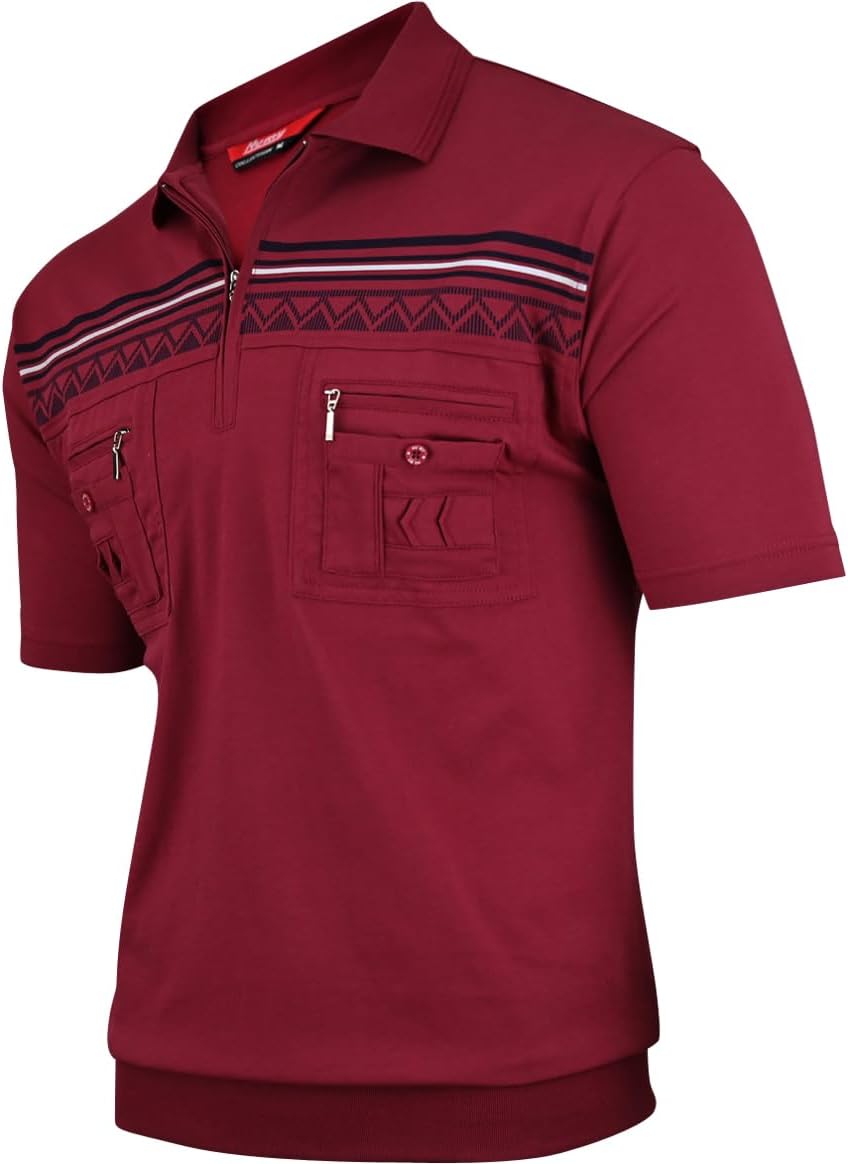 Soltice Herren Kurzarm Poloshirt, Polohemd Kragen, Gestreifte Blousonshirt mit Brusttasche aus Baumw