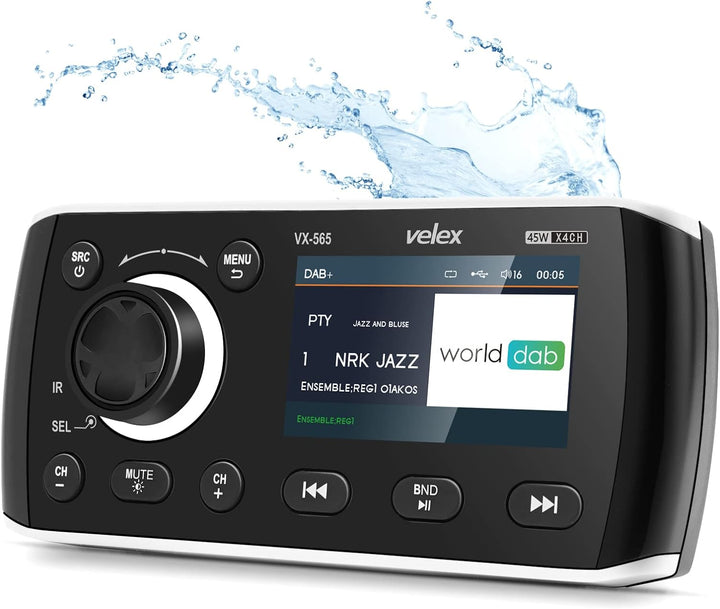 Marine Stereo, Audio Video Player DAB + / FM/AM mit Bluetooth-Streaming, für Yacht, Boot, UTV, ATV,