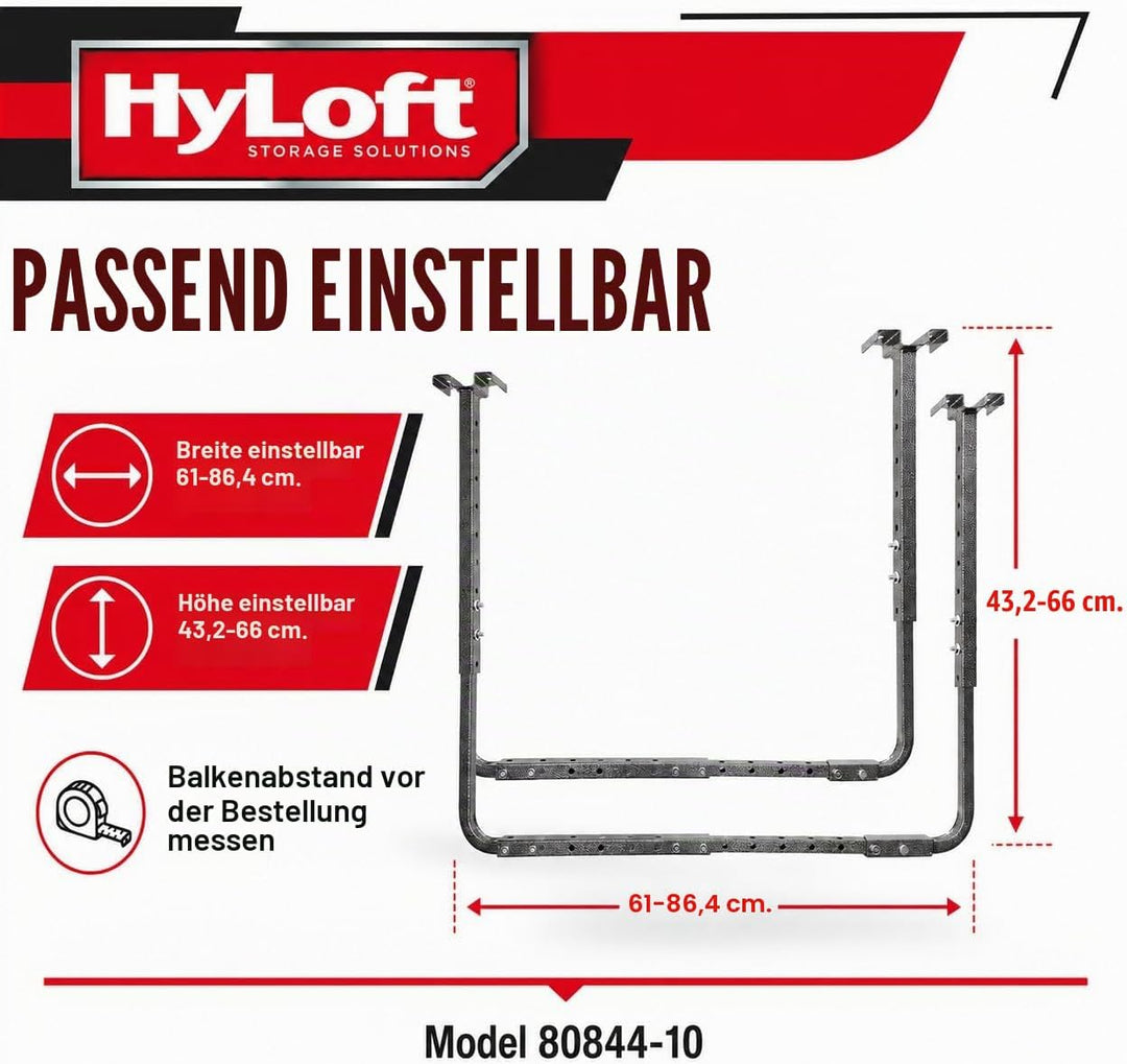 HyLoft 80844-10 86,4 x 66 cm Verstellbare Garagen-Deckenhalterung Lagerregal Kit – Hammertone, Hamme