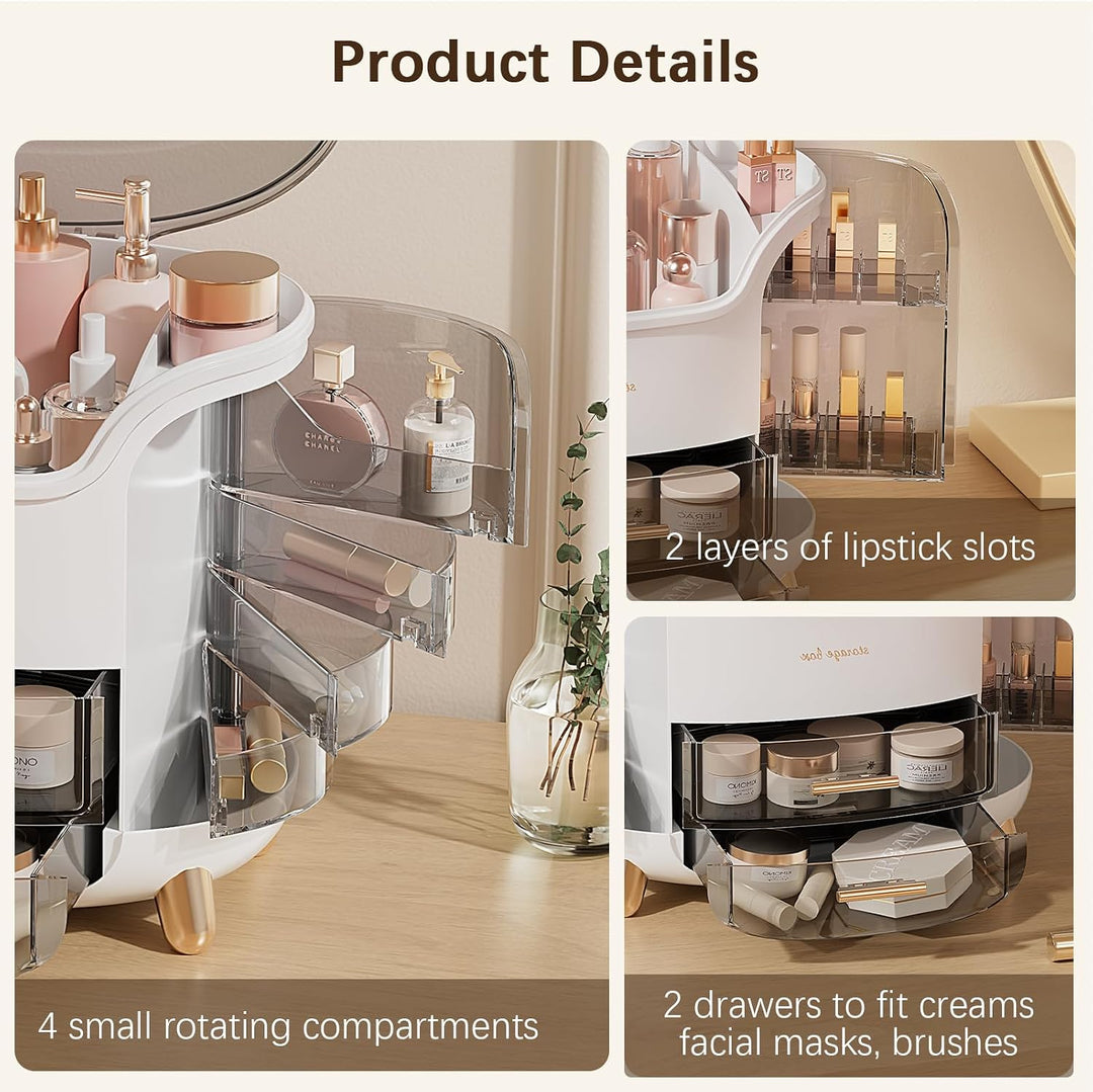 Staubdichter Kosmetik-Organizer für Hautpflege, Schreibtisch-Organizer mit Lippenstiftschlitz, Mehrz