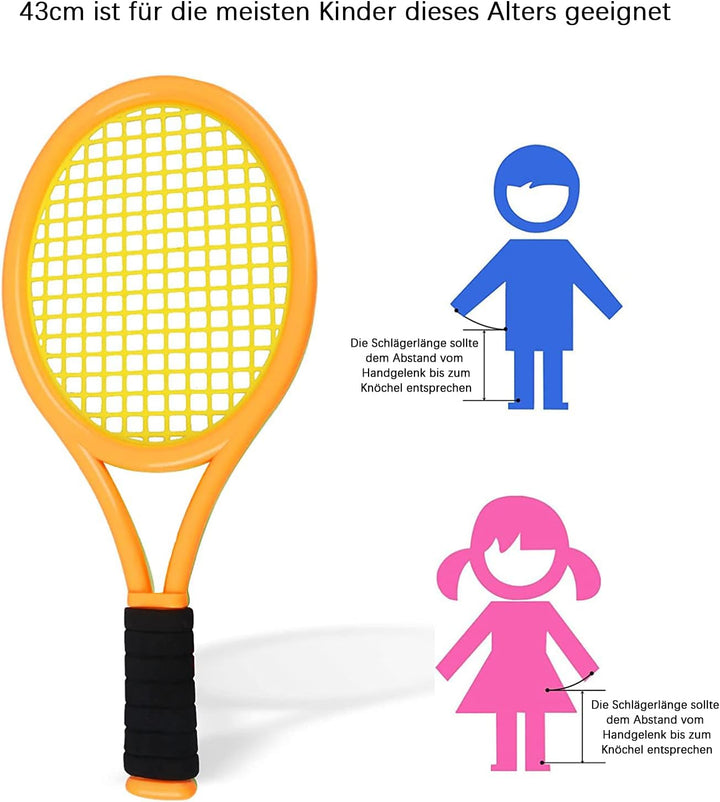 Kinder Tennisschläger mit Tragetasche,4 weiche Trainingsbälle und 6 Badminton Birdies,Tennisschläger