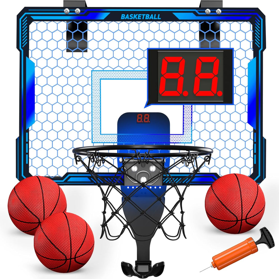 HYES Mini Basketballkorb mit 7 Beleuchtung für Kinder, Basketballkorb mit 3 Modi, Elektronischer Anz