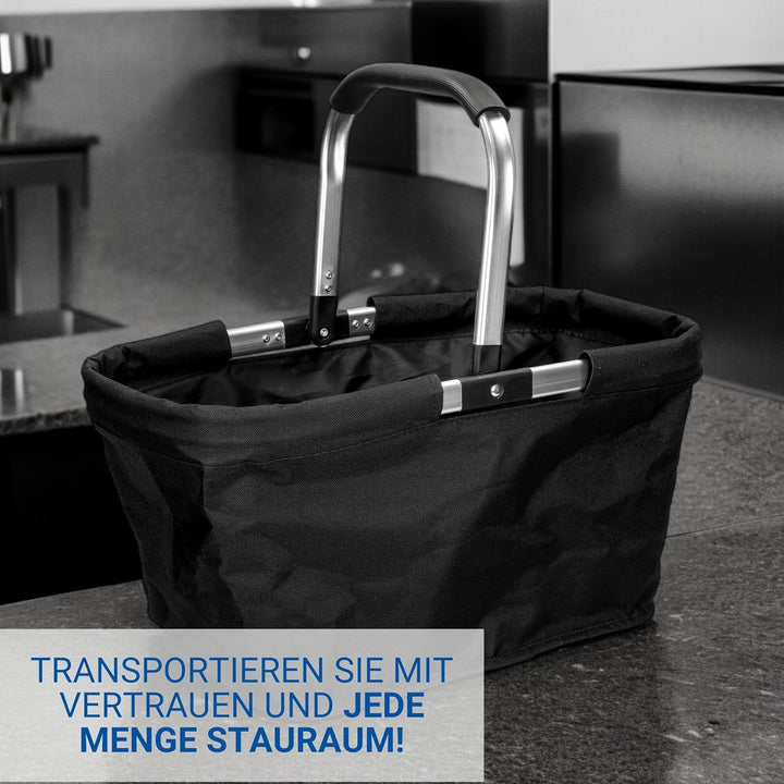 Carryking Einkaufskorb faltbar 'Vigo' 30 L - Lunchtasche black mit viel Stauraum - Robuster Picknick