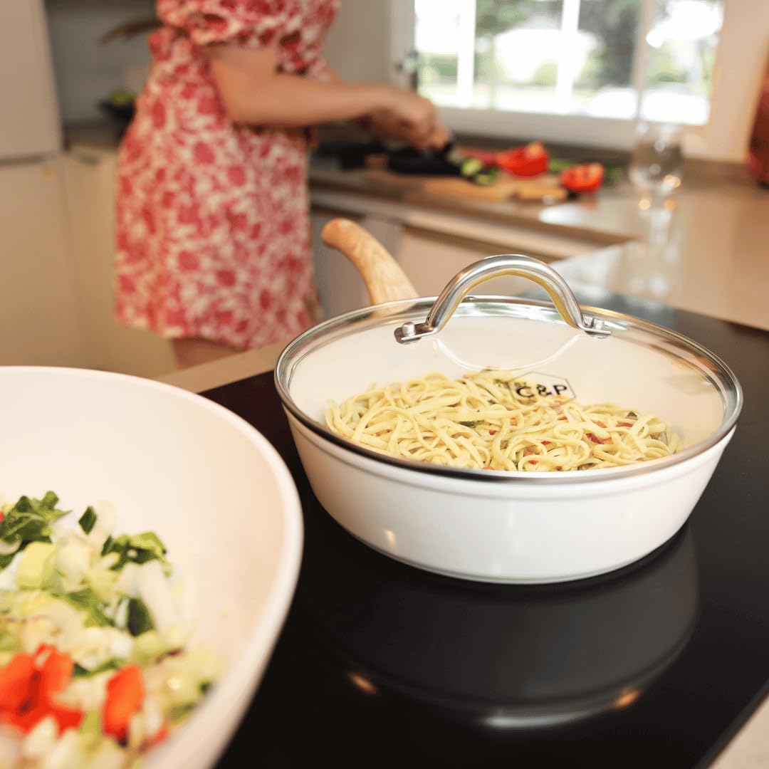 Cook & Pan - Go Ivory Pfannenset 2-teilig-Induktionsgeeignet-PFAS frei Keramik-Beschichtung -Antihaf