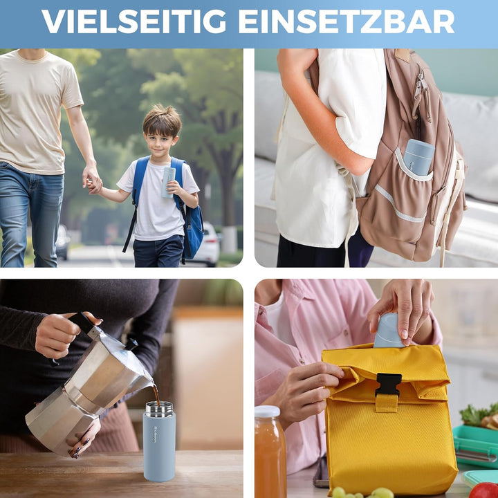 【Upgrade-Version】Exllena Mini Thermosflasche 250ml mit Edelstahl-Deckel, Trinkflasche Klein Doppelwa