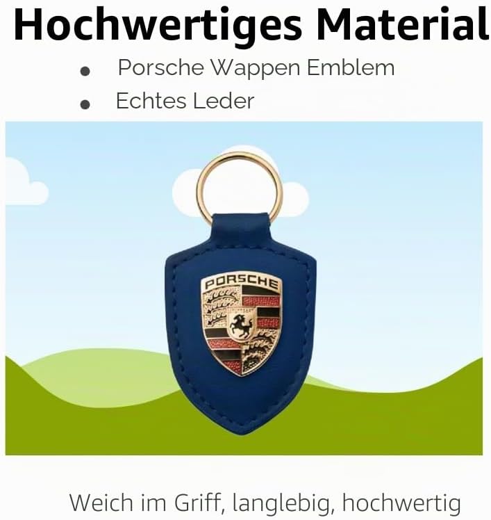 Schlüsselanhänger mit Porsche Wappen, Blau, Blau