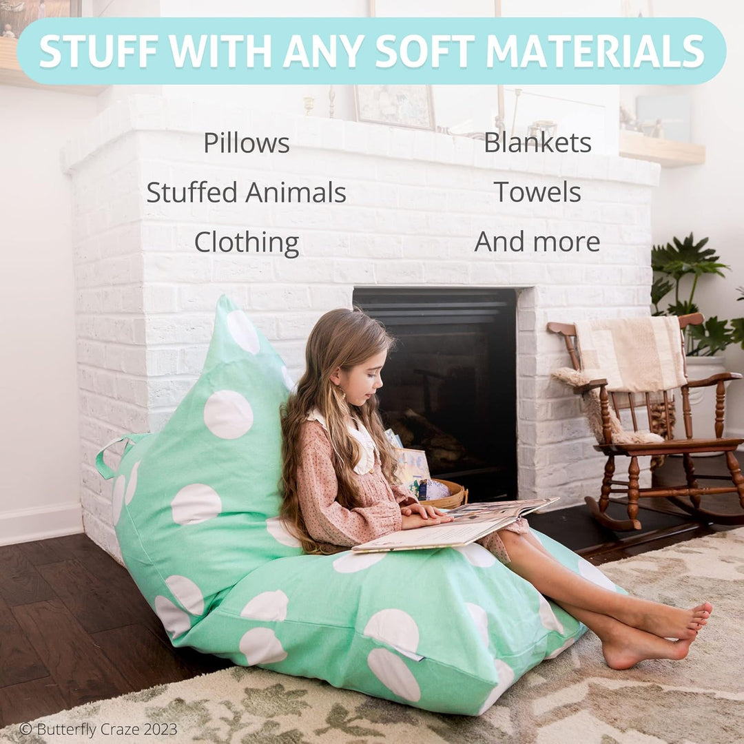 HEYOMART Butterfly Craze Stuffed Animal Storage Bean Bag Chair – Stuff ‘n Sit Toy Bag Floor Lounger