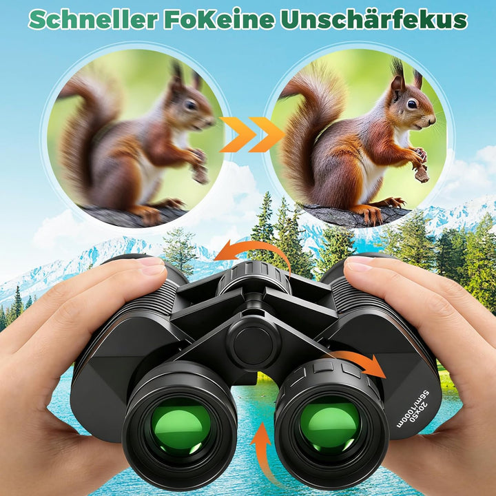 Fernglas 20X50 HD Kompakt Ferngläser Erwachsene Wasserdicht für Vogelbeobachtung, Jagd, Wandern,Konz