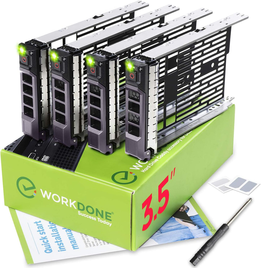 WORKDONE 4er-Pack - 3,5-Zoll Festplatten-Caddy - kompatibel für Dell PowerEdge Server - Handbuch - A