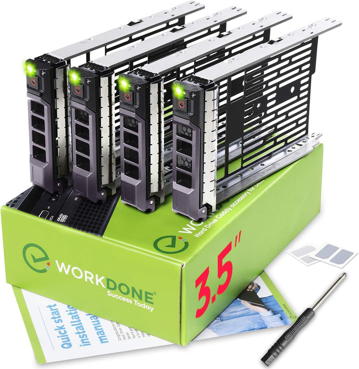 WORKDONE 4er-Pack - 3,5-Zoll Festplatten-Caddy - kompatibel für Dell PowerEdge Server - Handbuch - A
