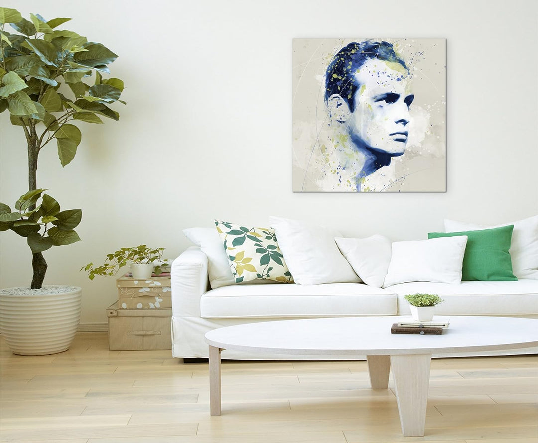 Marlon Brando III Aqua 60x60cm - Splash Art Paul Sinus Wandbild auf Leinwand - Malerei, Kunstbild, A
