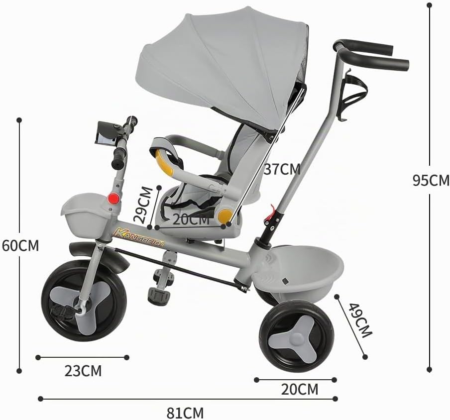 Multi-Funktions-Kinderdreirad, Dreirad 5 in1, Kleinkind-Dreiräder-Kinderwagen, mit Verstellbarem Sch